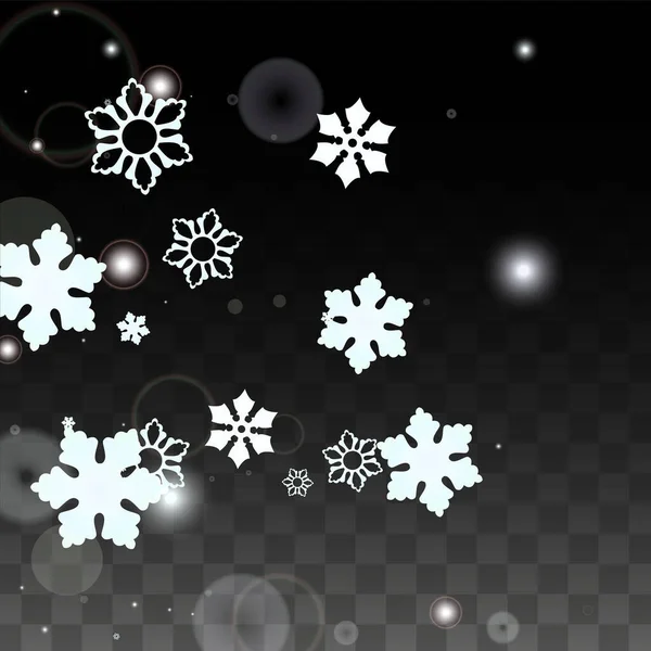 Christmas Vector Background White Falling Snowflakes Isolated Transparent Background Realistic — Stock Vector