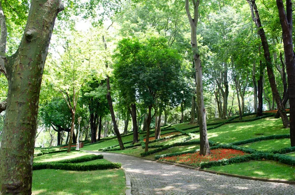 Widok Historycznego Miejskiego Parku Gulhane Dzielnicy Eminonu Stambule Pałac Topkapi — Zdjęcie stockowe