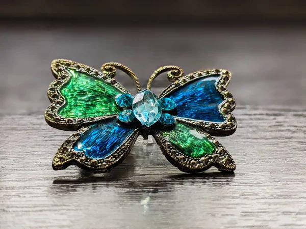 Beautiful Decorative Brooch Form Butterfly Enamel Close — Stockfoto