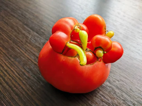 A non-standard tomato by its nature, red,selective soft focus, a tomato isolated