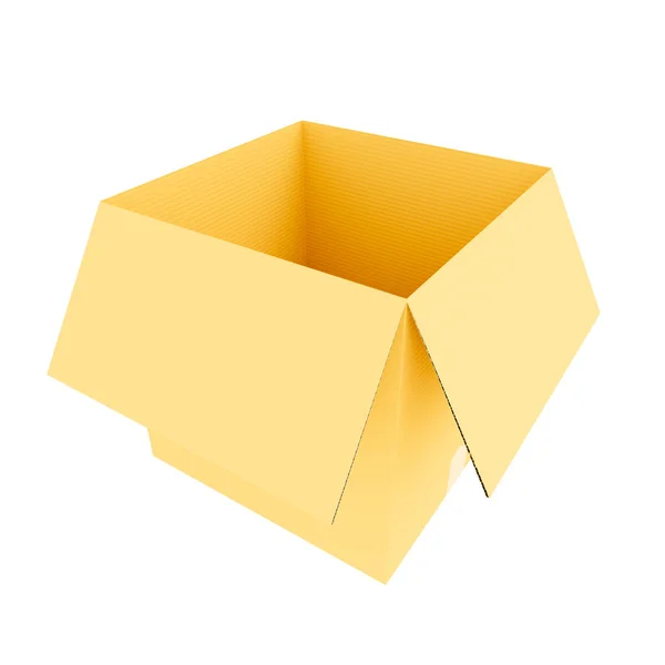 Open Cardboard Box White Background Mockup Design Rendering — Stock Photo, Image