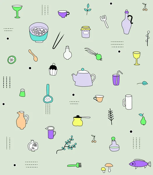 Modèle d'accessoires de cuisine — Image vectorielle