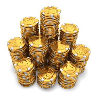 büyük bir grup beyaz altın casino fişi