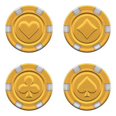 Sets of 3d rendered gold casino chips