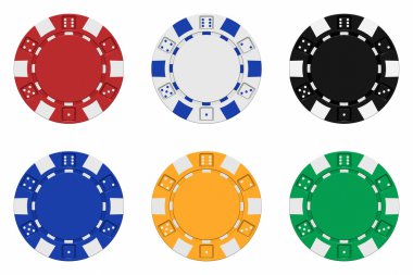 3d render renkli casino çip setleri