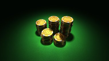 Orta grup yeşil altın poker fişleri