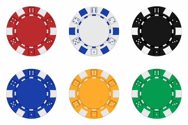 3 d レンダリングされた色付きのカジノ チップのセット — ストック写真
