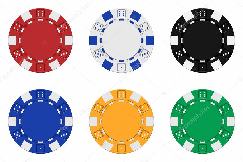 Sets of 3d rendered colored casino chips