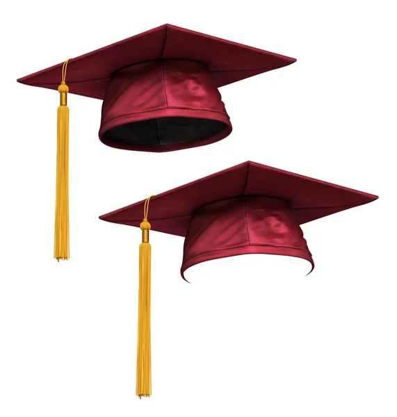 Rendering 3D del cappuccio di graduazione rosso — Foto Stock