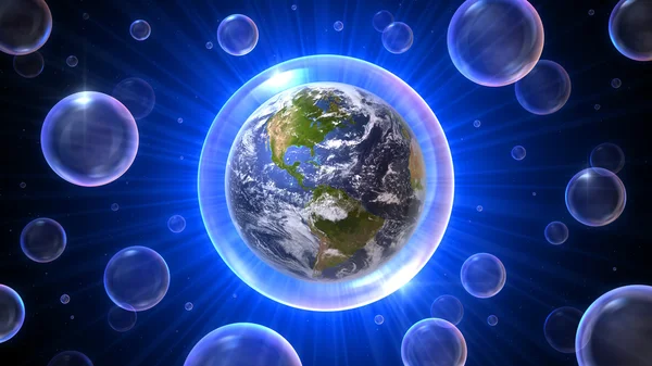 Bubbles universe with America — Stock Photo, Image