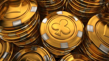 Altın casino çip yığına illüstrasyon kapatmak