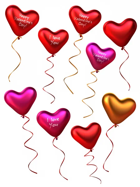 3D Collection of heart shape balloons — Stock Photo, Image