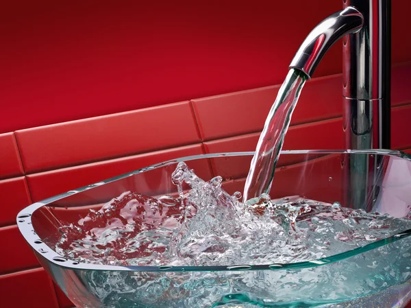 Lavabo salle de bain en verre moderne — Photo