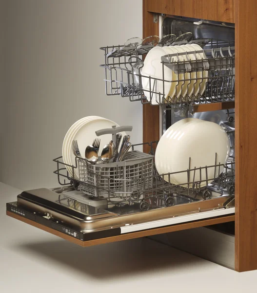 Open dishwasher — Stock Photo, Image