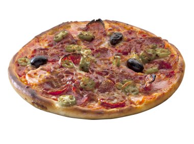 Beyaz bir arka plan üzerinde izole pizza