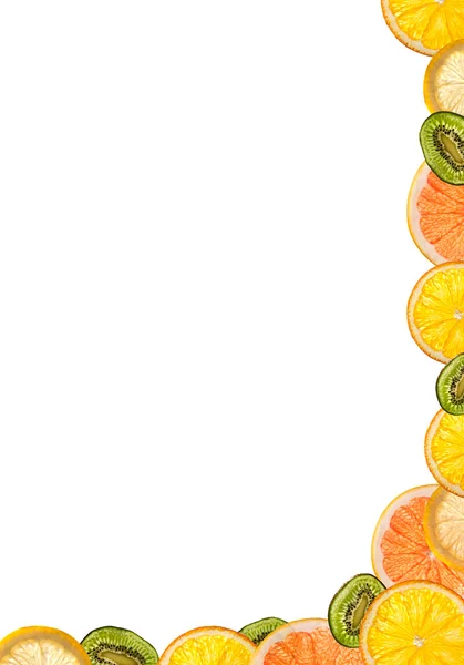 切片柑橘类水果的框架 — 图库照片