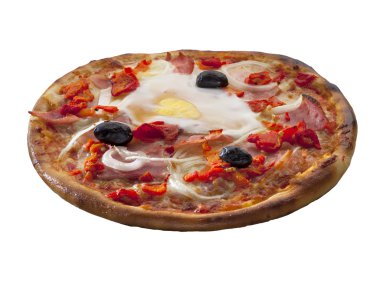 Beyaz bir arka plan üzerinde izole pizza