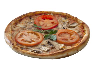 Beyaz bir arka plan üzerinde izole pizza