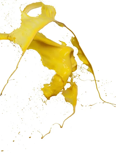 Splashes of yellow paint isolated on white background — Stock Photo, Image