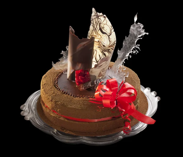 Bolo de chocolate com decoração — Fotografia de Stock