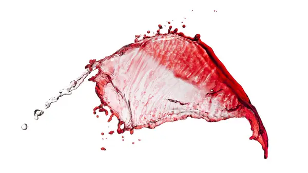 Flying splash red and clear liquid on a white background — Stock Photo, Image