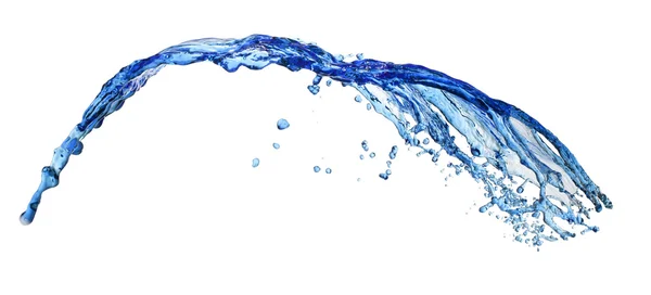 흰색 배경에 파란색 스플래시 액체를 플 라 잉 — 스톡 사진