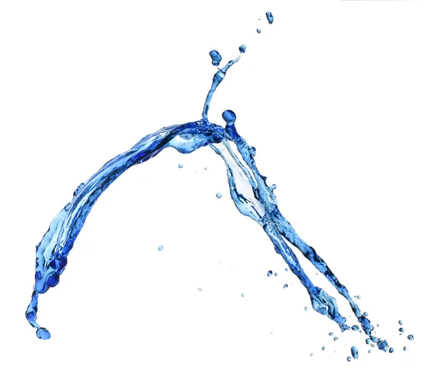 Flying splash bleu liquide sur un fond blanc — Photo