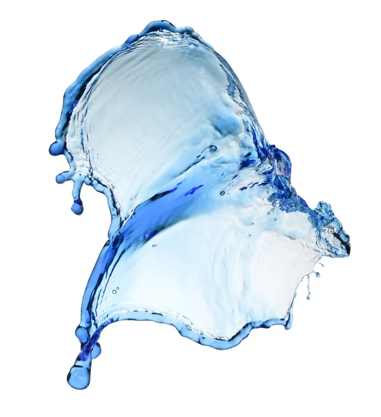 白い背景の上の飛行のスプラッシュ ブルー液体 — ストック写真