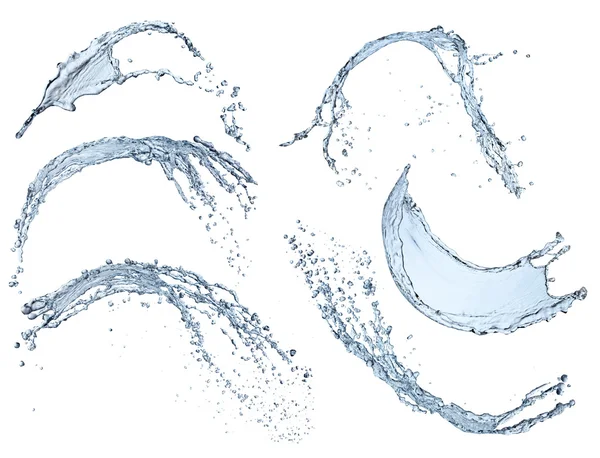 Salpicos líquidos azuis isolados no fundo branco — Fotografia de Stock