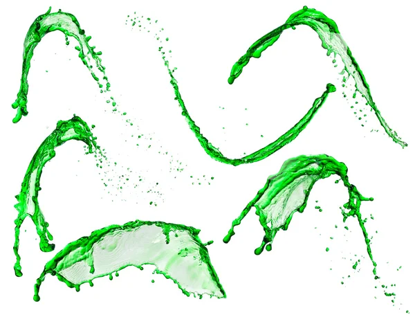 Green liquid splash isolated on white background — Stock Photo, Image