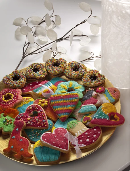 Xmas cookies plate — стоковое фото