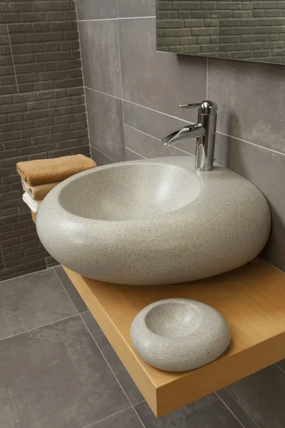 Detail of a modern bathroom with sink and faucet — Stock Photo, Image