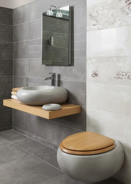 Interior of modern bathroom with sink and toilet — Stock Photo, Image