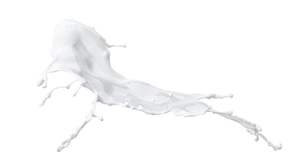 Leite branco isolado sobre fundo branco — Fotografia de Stock