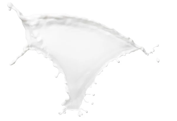 Leite branco isolado sobre fundo branco — Fotografia de Stock