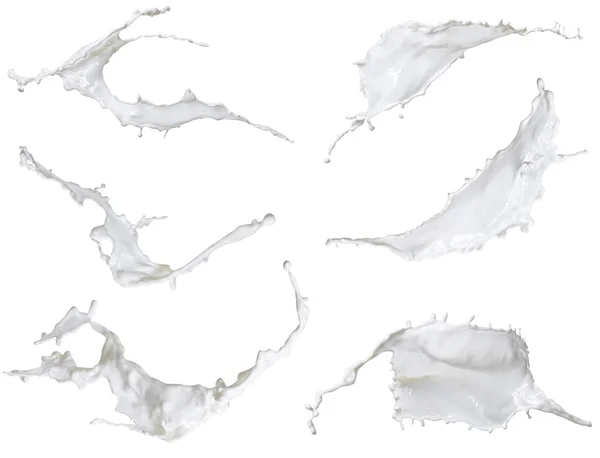 Latte bianco, spruzzata mista isolata su fondo bianco — Foto Stock