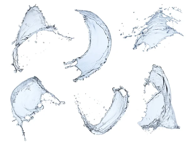 Beyaz arka plan üzerinde izole saf su sıçrama koleksiyonu — Stok fotoğraf