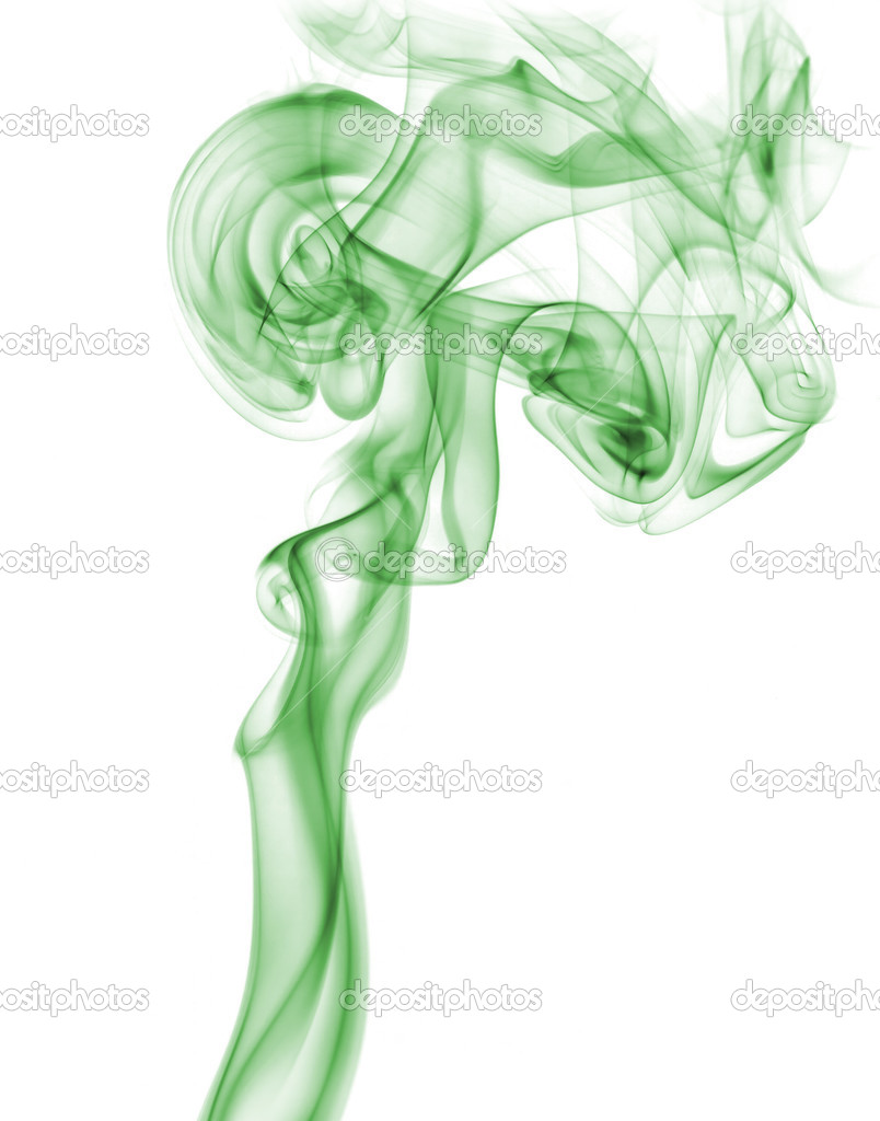 abstract green smoke isolated on white background