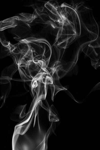 Abstract smoke isolated black background