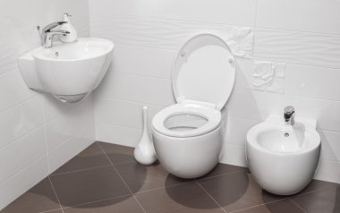 ayrıntı modern tuvalet lüks bir banyo, lavabo ve bide