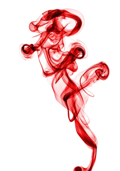 흰색 배경에 고립 된 빨간 추상 연기 — 스톡 사진