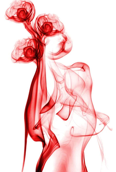 孤立的白色背景上的红色抽象烟 — 图库照片