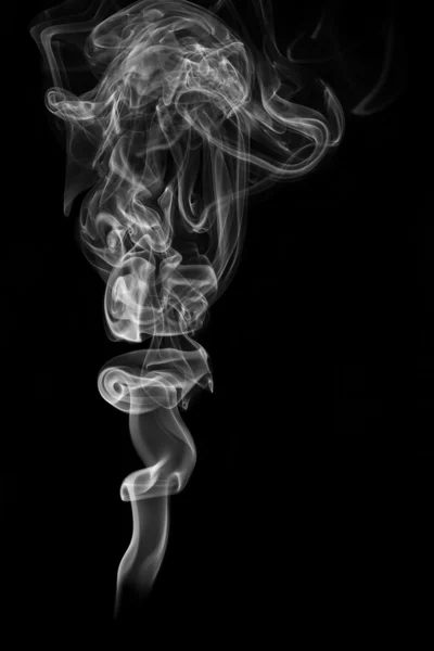 White smoke isolated on a black background — Stock Photo, Image