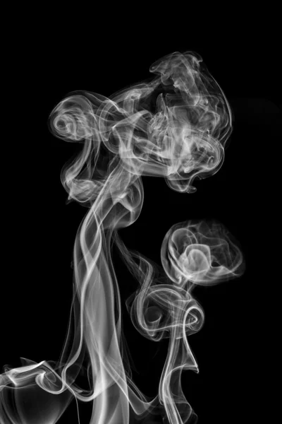 White smoke isolated on a black background — Stock Photo, Image