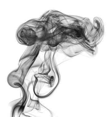 Siyah duman beyaz arkaplanda izole edildi