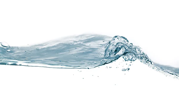 Water splash op wit wordt geïsoleerd. Close-up van splash van water formulier — Stockfoto