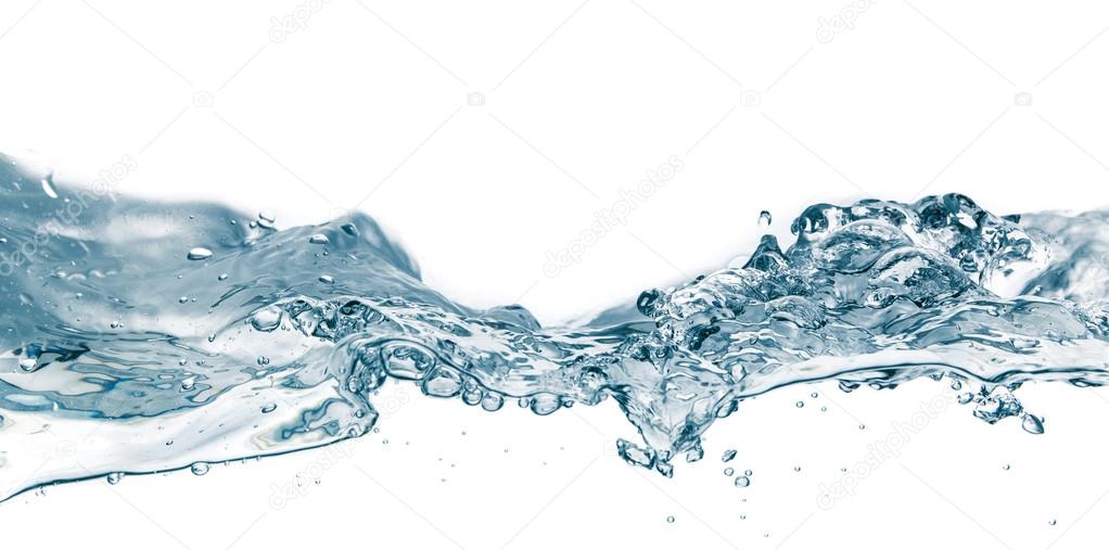 Water splash isolated on white. Close up of splash of water form