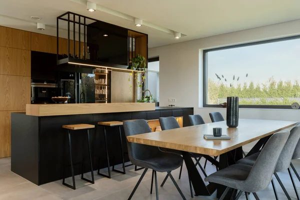 Creative Composition Dining Room Kitchen Open Space Interior Design Rectangle — Fotografia de Stock