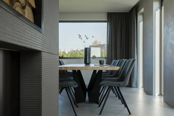 Stylish Composition Elegant Dining Room Interior Design Velvet Armchairs Design — Stock Photo, Image