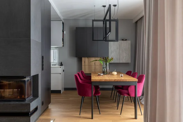 Stylish Composition Elegant Dining Room Interior Design Velvet Chairs Design Royalty Free Stock Images